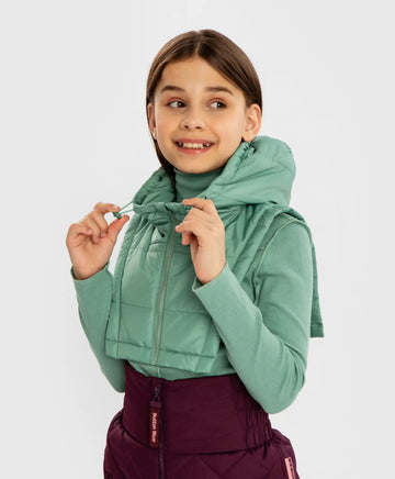 Манишка подплатена с качулка зелена за момиче Button Blue