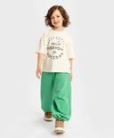 Тениска с къс ръкав и мек принт бежова за момиче Button Blue