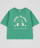 Тениска с къс ръкав и принт зелена за момиче Button Blue