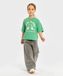 Тениска с къс ръкав и принт зелена за момиче Button Blue