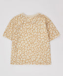 Тениска с къс ръкав и леопардов принт бежова за момиче Button Blue