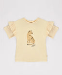 Тениска с къс ръкав и баска кремава за момиче Button Blue