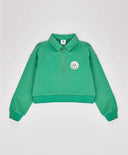 Суитшърт къс с откопчана яка и цип зелен за момиче Button Blue