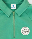 Суитшърт къс с откопчана яка и цип зелен за момиче Button Blue