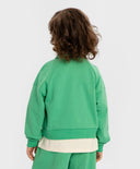 Суитшърт къс с откопчана яка и цип зелен за момиче Button Blue