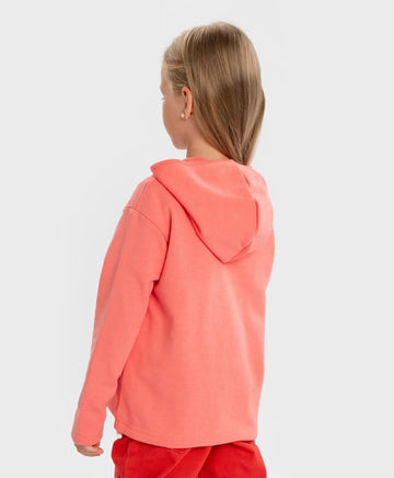 Суитшърт с цип и дълъг ръкав, качулка и принт коралов за момиче Button Blue