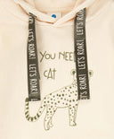 Худи с качулка и принт кремаво за момиче Button Blue