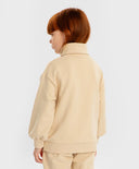 Пуловер с яка на стойка и животински принт бежов за момиче Button Blue