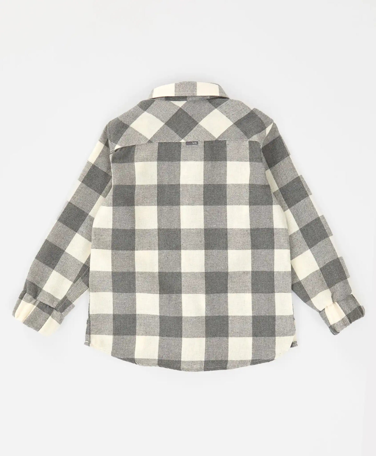 Риза с копчета, фланелена, на каре с откопчана яка сива за момиче Button Blue