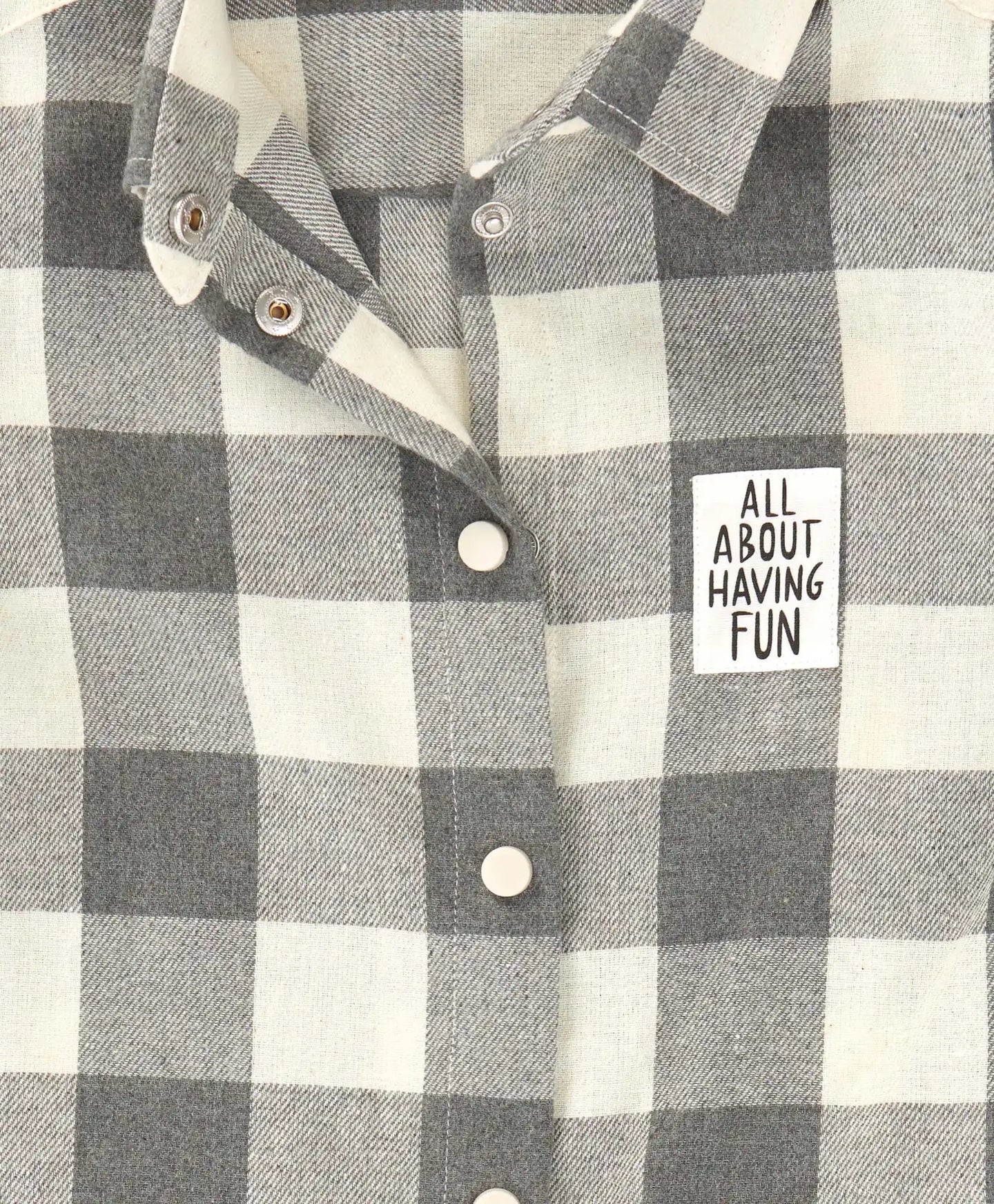 Риза с копчета, фланелена, на каре с откопчана яка сива за момиче Button Blue