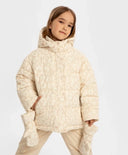 Яке междинен сезон с качулка и свалящи се ръкавици с принт бежово за момиче Button Blue