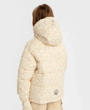 Яке междинен сезон с качулка и свалящи се ръкавици с принт бежово за момиче Button Blue