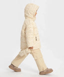 Яке междинен сезон с качулка и свалящи се ръкавици с принт бежово за момиче Button Blue