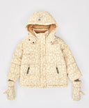 Яке междинен сезон с качулка и свалящи се ръкавици с принт бежово за момиче Button Blue