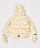 Яке междинен сезон с качулка и свалящи се ръкавици с принт бежово за момиче Button Blue