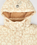 Яке междинен сезон с качулка и свалящи се ръкавици с принт бежово за момиче Button Blue