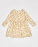 Рокля с леопардов принт с дълъг ръкав бежова за момиче Button Blue