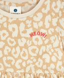 Рокля с леопардов принт с дълъг ръкав бежова за момиче Button Blue