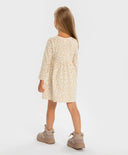 Рокля с леопардов принт с дълъг ръкав бежова за момиче Button Blue