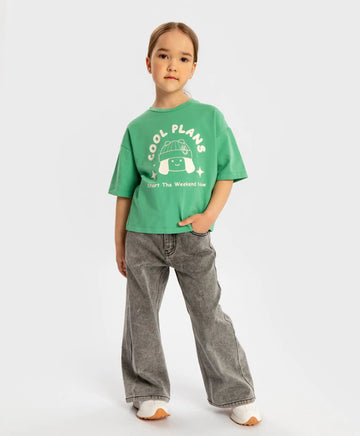 Дънки клеш сиви за момиче Button Blue