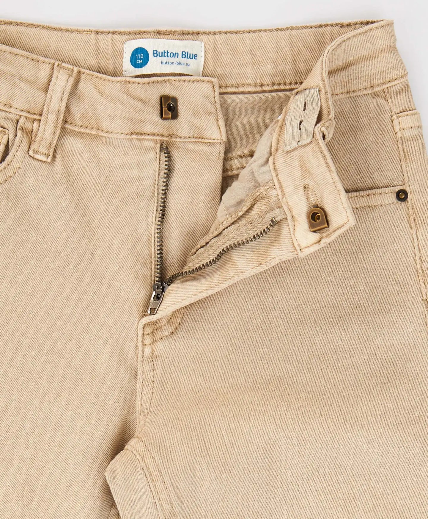 Дънки Mom fit с леопардов принт бежови за момиче Button Blue