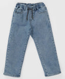 Дънки подплатени с ластичен колан сини за момиче Button Blue