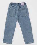 Дънки подплатени с ластичен колан сини за момиче Button Blue