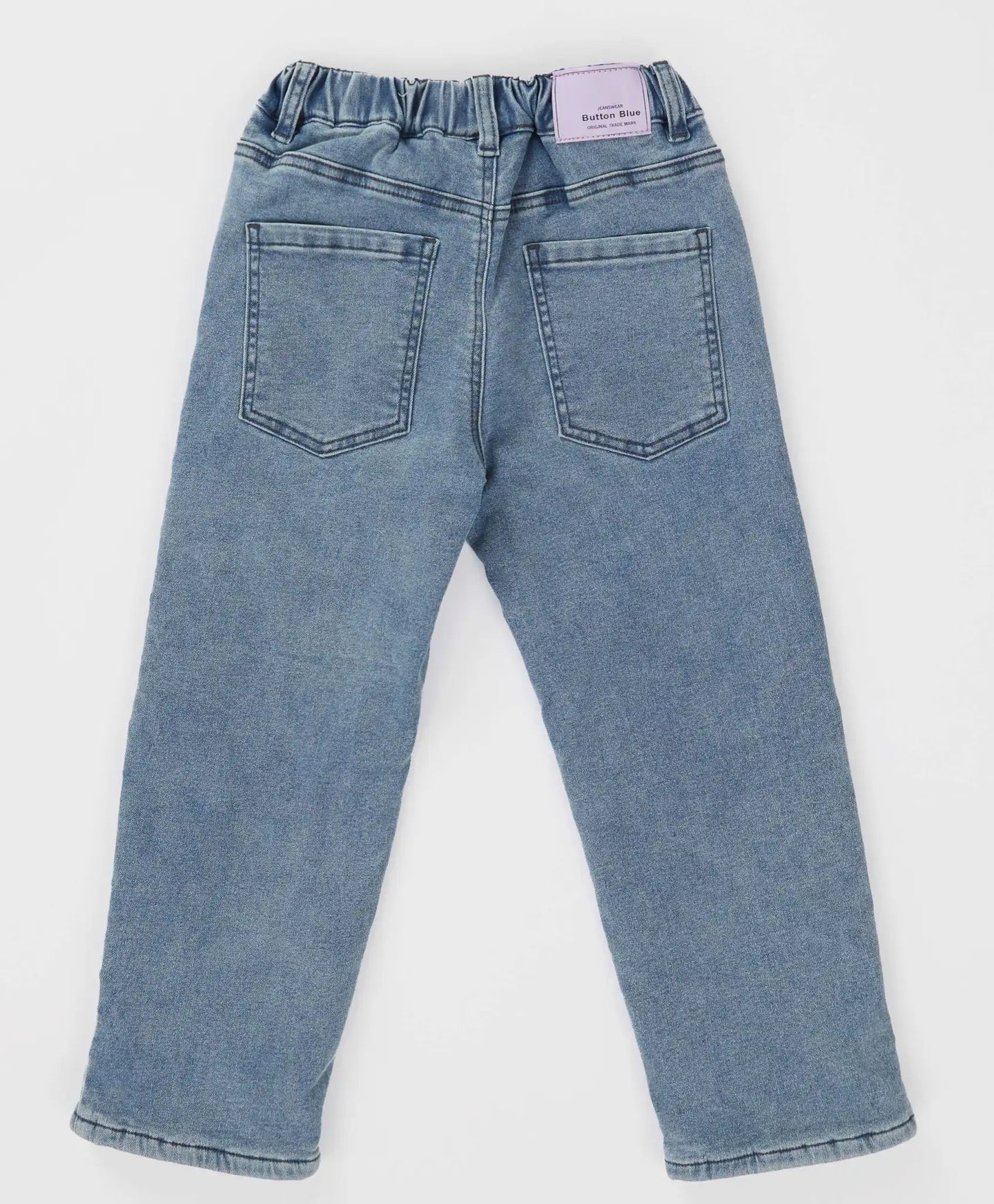 Дънки подплатени с ластичен колан сини за момиче Button Blue