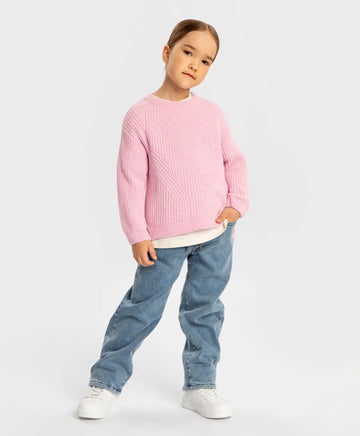 Дънки подплатени с ластичен колан сини за момиче Button Blue