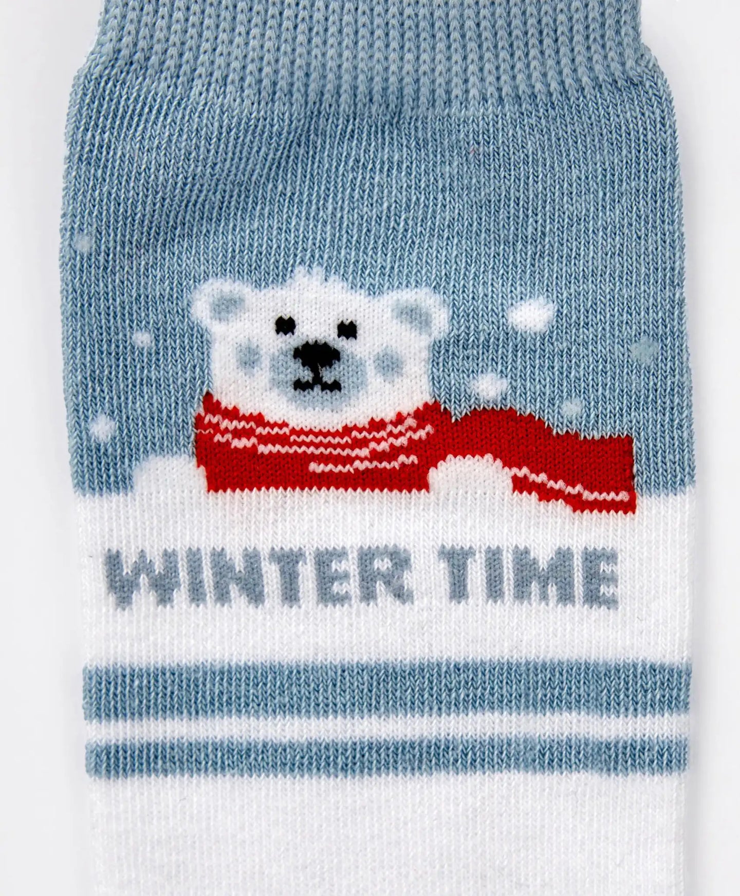 Чорапи високи с мече бели за момиче Button Blue