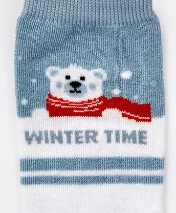 Чорапи високи с мече бели за момиче Button Blue