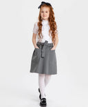 Блуза с къс ръкав и дантелено жабо бяла Button Blue