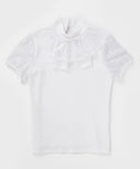 Блуза с къс ръкав и дантелено жабо бяла Button Blue