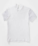 Блуза с къс ръкав и дантелено жабо бяла Button Blue