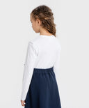 Блуза с дълъг ръкав и дантела бяла Button Blue