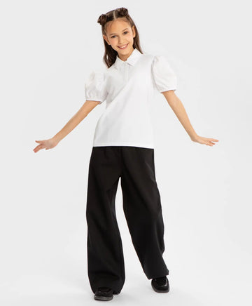 Блуза с къси ръкави буфан бяла Button Blue