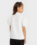 Блуза с къси ръкави буфан бяла Button Blue