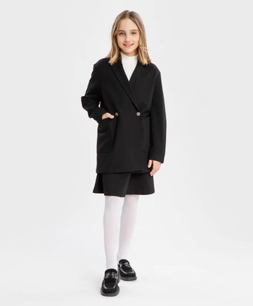 Оверсайз двуредно сако с джобове черно Button Blue