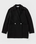 Оверсайз двуредно сако с джобове черно Button Blue