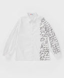 Блуза с ръкави буфан и принт бяла Button Blue