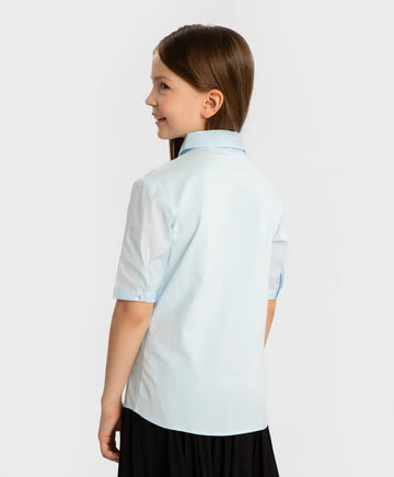 Риза с перлена мъниста на яката синя Button Blue