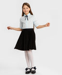 Риза с перлена мъниста на яката синя Button Blue