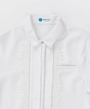 Блуза с дантела и яка бяла Button Blue