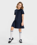 Рокля с плисирана пола синя Button Blue