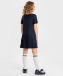 Рокля с плисирана пола синя Button Blue