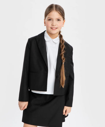 Съкратено право сако черно Button Blue