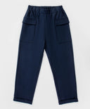 Панталони с широки крачоли и джобове сини Button Blue