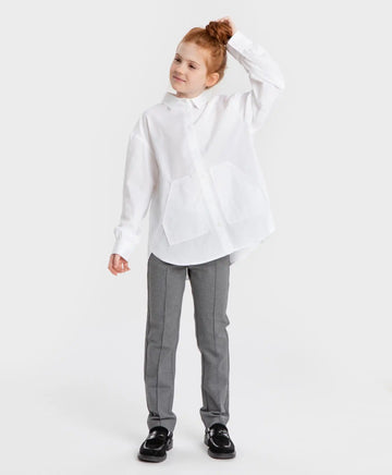 Класически прави панталони с притиснати ръбове сиви Button Blue