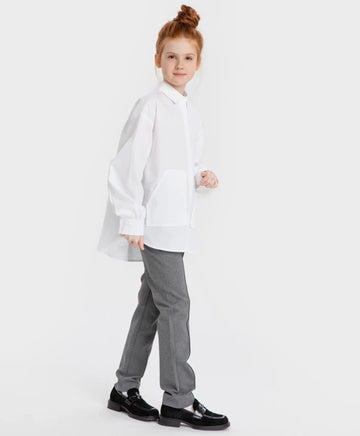 Класически прави панталони с притиснати ръбове сиви Button Blue