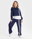 Широки панталони с лампаси сини Button Blue